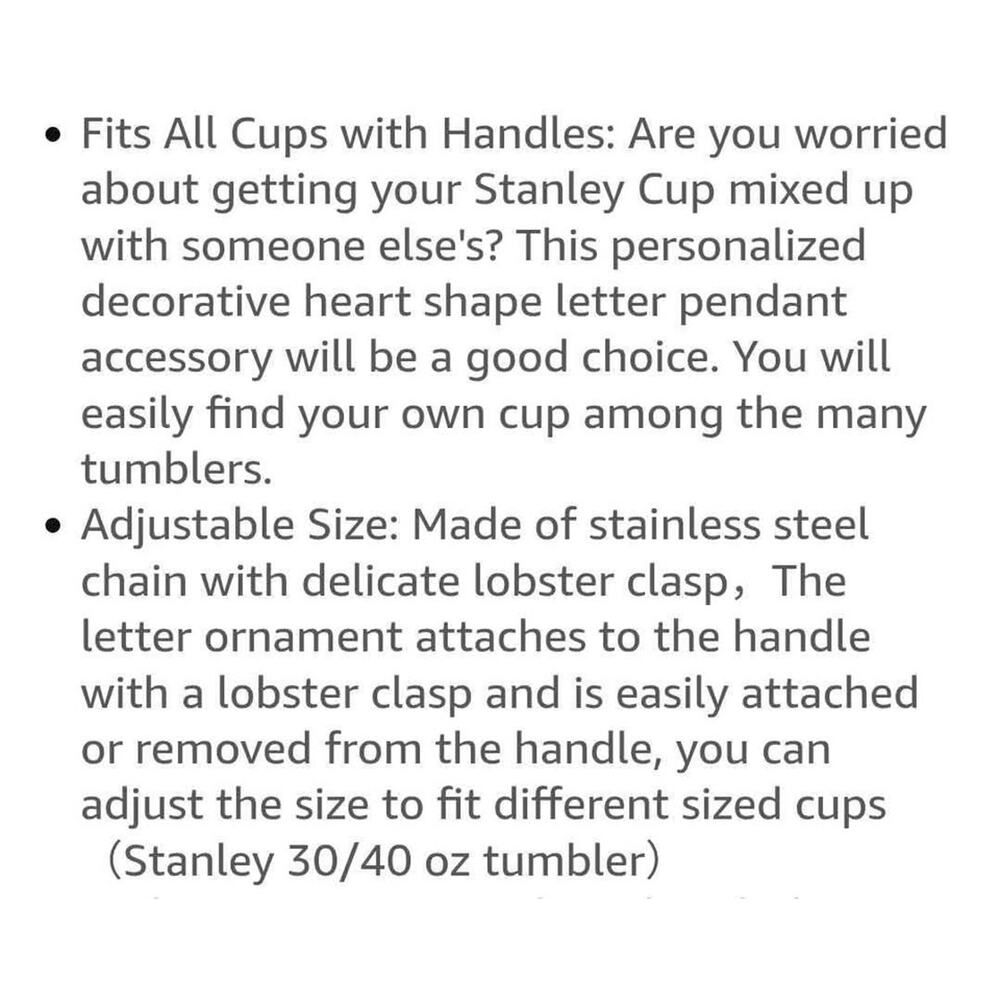 4-Piece Stanley/Mug Letter Charms, New in Wrapper - Picture 5 of 5